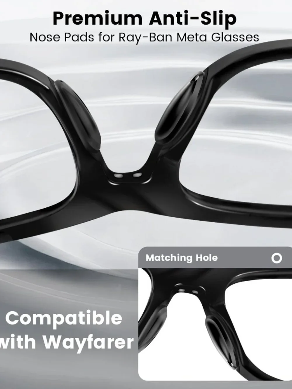 Compatible with Ray-Ban Meta Wayfarer Eyeglass Nose Pad, 8 Pairs Soft Silicone A